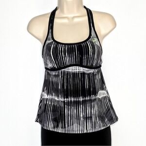 Nike Better World Racerback‎ Tank Top Built-In Bra Black White Stripe Neon Small